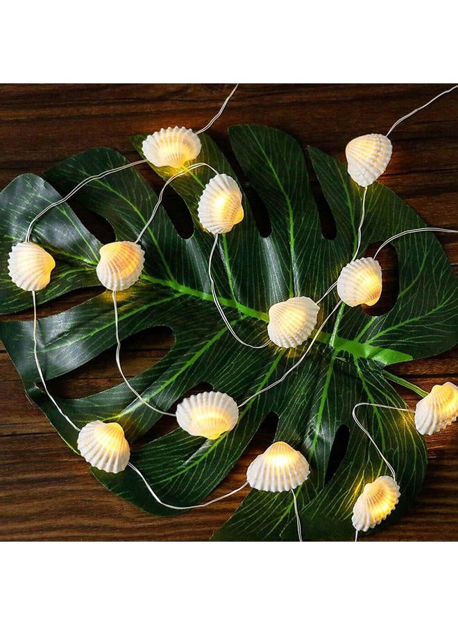 WSgift Natural Beach Seashell String Lights 13.85 Ft 40 Warm White LED Weatherproof Battery Operated 8 Modes Ocean Lights for Holiday Parties Bedrooms Weddings Gardens with Remote and Timer - Image 4