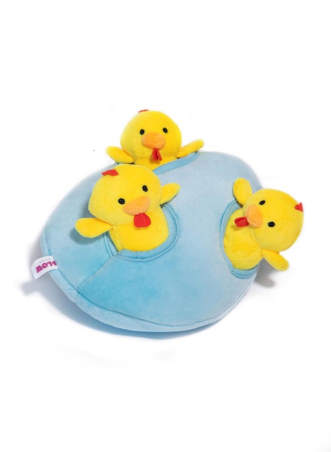 Glow Pups لعبة تفاعلية للكلاب من Glow Pups على شكل دجاجة وبيضة، لعبة الاختباء والبحث مع صفارة، تعزز التحفيز العقلي، 7 × 6 بوصات (بيضة و3 دجاجات، أزرق وأصفر) - Image 1