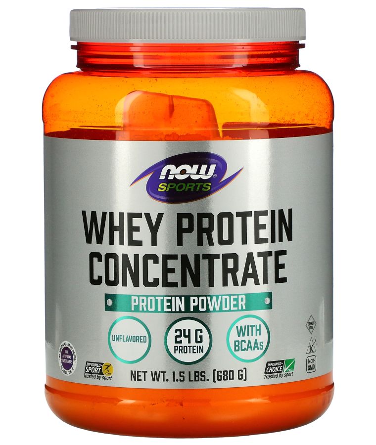 now Sports Whey Protein Concentrate Protein Powder Unflavored 1.5 lbs (680 g)