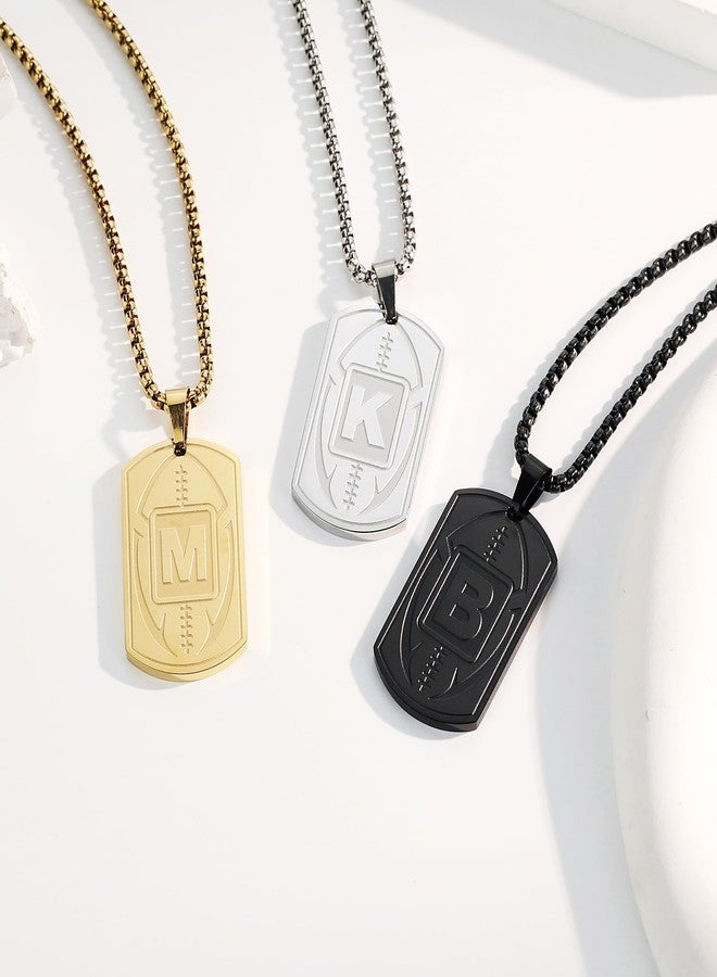 SENRAN Football Initial A-Z Dog Tag Necklace for Men Football Charm Pendant Stainless Steel Chain 22+2 Inches Personalized Sports Athletes Jewelry Gift for Men(Black-J) - Image 5