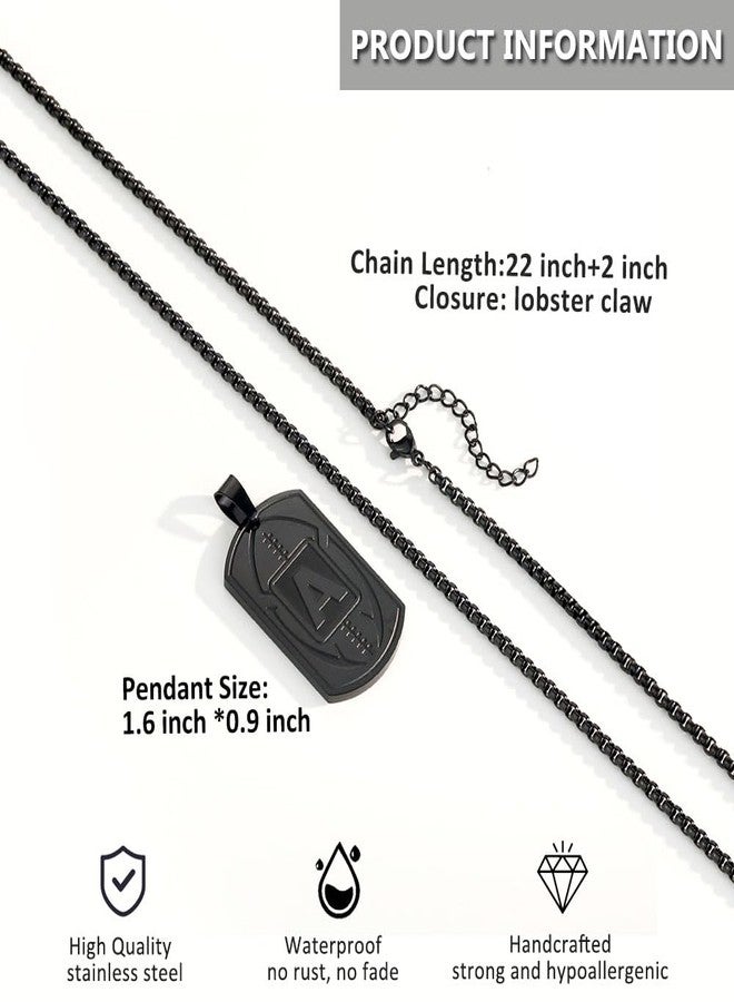 SENRAN Football Initial A-Z Dog Tag Necklace for Men Football Charm Pendant Stainless Steel Chain 22+2 Inches Personalized Sports Athletes Jewelry Gift for Men(Black-J) - Image 3