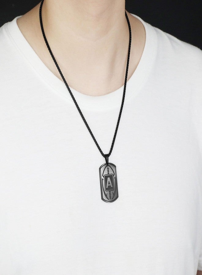 SENRAN Football Initial A-Z Dog Tag Necklace for Men Football Charm Pendant Stainless Steel Chain 22+2 Inches Personalized Sports Athletes Jewelry Gift for Men(Black-J) - Image 4