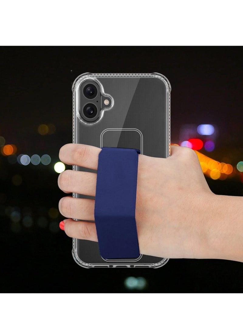 Wtech Apple iPhone 16 2024 TPU Hand Grip Air Pillow Case Cover - Clear/Navy Blue - Image 3