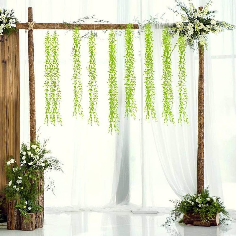 LOVENIMEN Artificial Vines, 10 Pack Hanging Ivy Fake Weeping Willow Greenery Leaves Plastic Plants Faux Garland Vine UV Resistant for Indoor Outdoor Garden Door Wall Baskets Wedding Party Decoration - Green - Image 2
