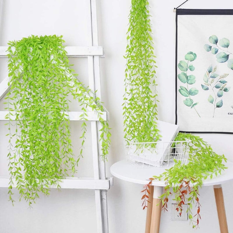 LOVENIMEN Artificial Vines, 10 Pack Hanging Ivy Fake Weeping Willow Greenery Leaves Plastic Plants Faux Garland Vine UV Resistant for Indoor Outdoor Garden Door Wall Baskets Wedding Party Decoration - Green - Image 4