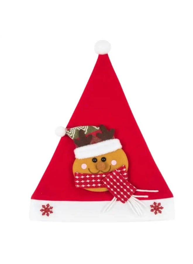 Soft Christmas Santa Claus Hat With Cute Ginger Bread For Christmas Party