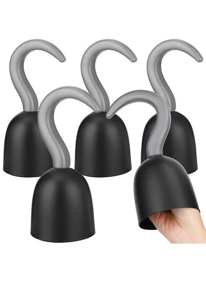 Threan 4 Pcs Large Pirate Hook Captain Hand Plastic Captain Hook Costume Accessories For Halloween Supplies(Black Style) - Image 1