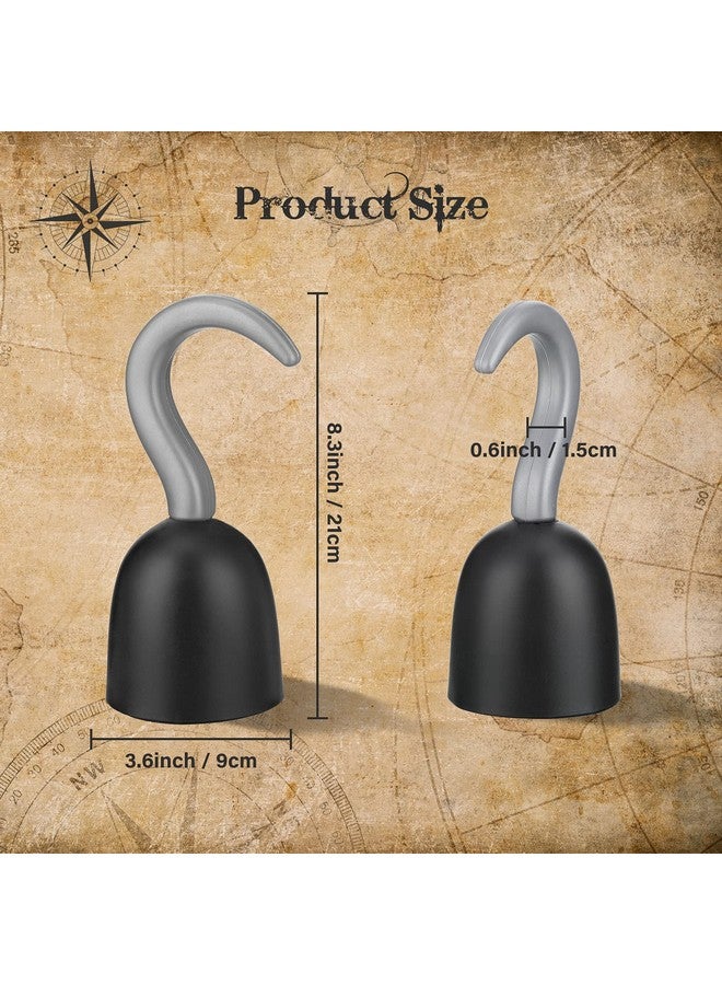 Threan 4 Pcs Large Pirate Hook Captain Hand Plastic Captain Hook Costume Accessories For Halloween Supplies(Black Style) - Image 2