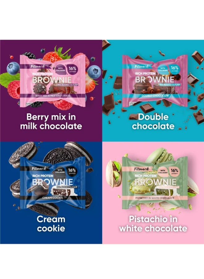 Fitsnack Brownie Cookies & Cream Flavor Soft Baked Protein Bar, No Added Sugar, Chocolate Snack Bar - Image 4