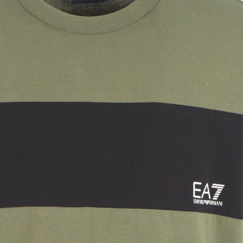 EA7 Emporio Armani Green Men's Block Print T-Shirt for Men | Best Price UAE