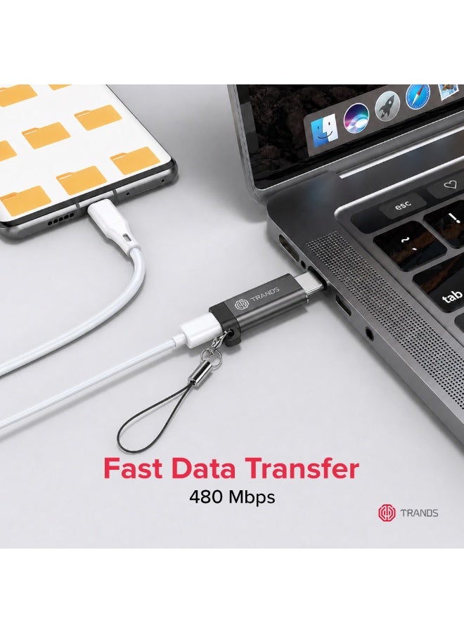 تراندز محول تراندز (Trands) من منفذ Micro USB إلى USB-C مع علاقة مفاتيح للحماية من الفقدان – شحن سريع ومزامنة بيانات عالية السرعة - لون أسود (موديل: CA366) - Image 3