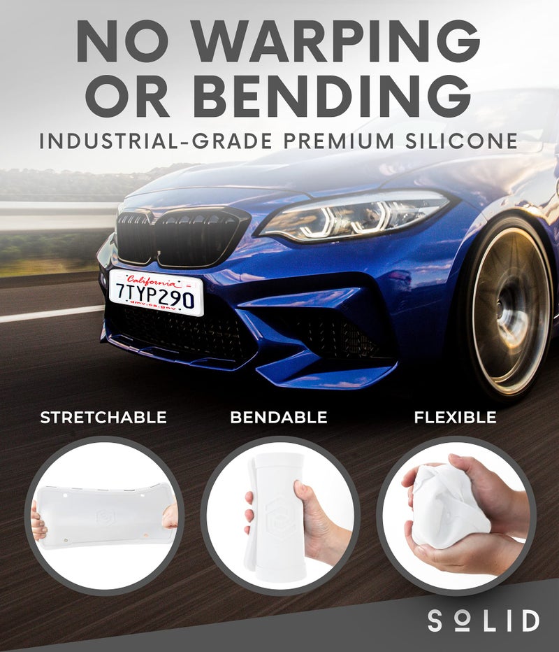 !Solid Silicone License Plate Frame Covers 2 Pack- Front and Back Car Plate Bracket Holders. Rust-Proof, Rattle-Proof, Weather-Proof (White) - Image 5