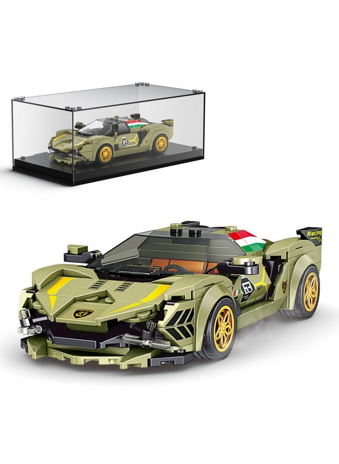 mould king Mould King Speed Champion Sina Super Car Building Sets with Display Case,27003 Model Car Kits Sports Car Building Blocks, Cool Simulation Cockpit Race Car Building Kits for Adults Kids 8+(333 PCS)  - Image 1