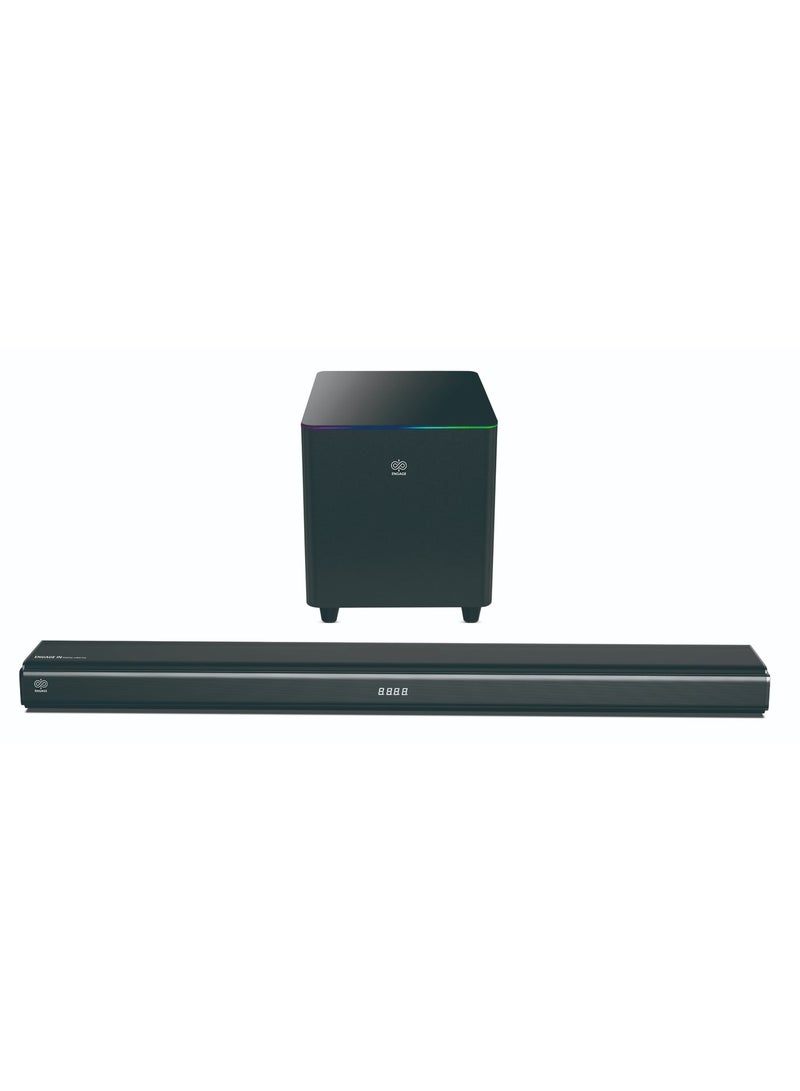 ENGAGE BAR 133 SW RGB Wireless Soundbar System, 250w RMS & 5000W PMPO Max Power, Double Glass Dazzling RGB Light, Intuitive Controls, Bluetooth 5.0, Black - Image 1