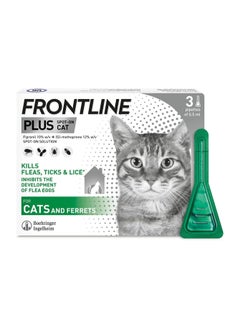 Frontline FRONTLINE Plus Flea & Tick Treatment for Cats and Ferrets - 3 Pipettes, Flea And Tick Treatment For Cats and Ferrets, Frontline for Cats  - Image 1