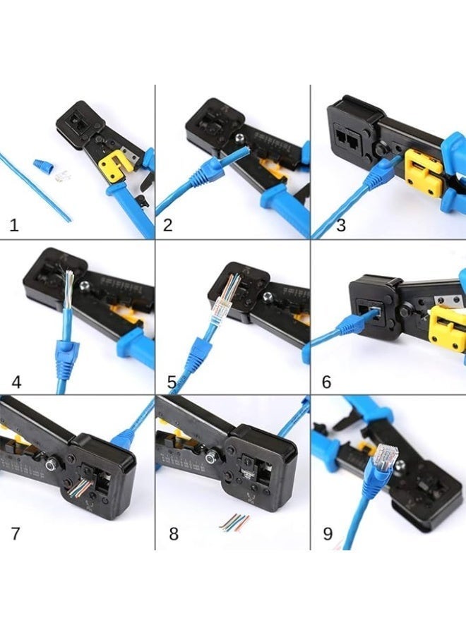 Professional RJ45 Crimping Tool All-in-One Network Cable Crimper for Pass Through EZ Legacy RJ11 RJ12 RJ45 Connectors, CAT3 CAT5e CAT6 UTP STP Wire Stripper Cutter Tool - Image 5