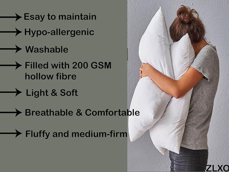 ZLXO Hotel Quality Premium Fibre Soft Filler Cushion Stipe Sofa Cushion Square Pillow Comfortable and Soft PillowsSet of 5 12X12 Inches White - Image 4