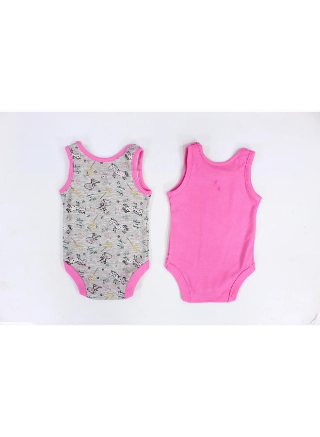 Pack of 2 - Baby Girls Cotton Underwear Bodysuit Pinkish with Unicorn Design - Image 2