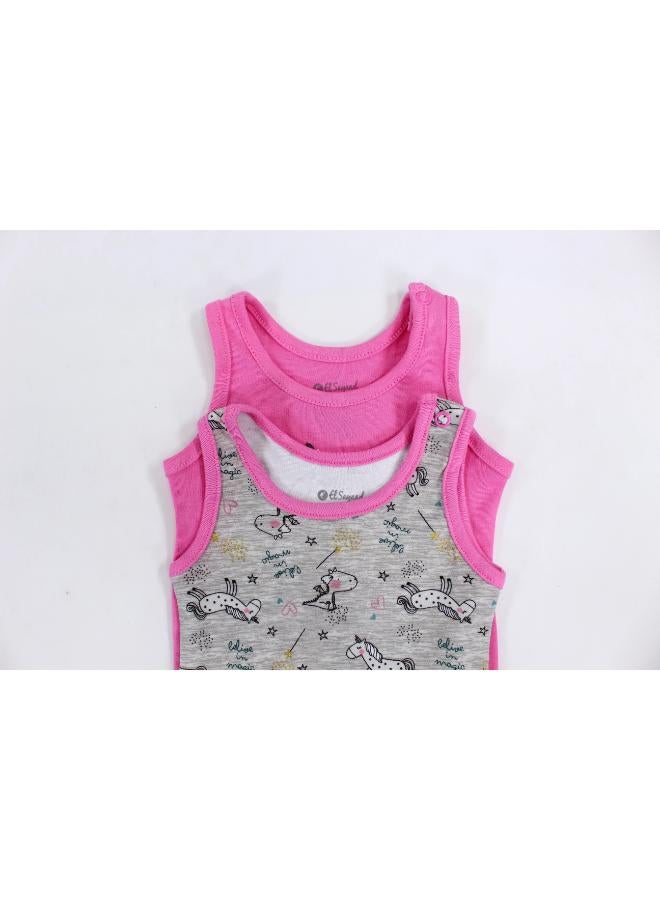 Pack of 2 - Baby Girls Cotton Underwear Bodysuit Pinkish with Unicorn Design - Image 3