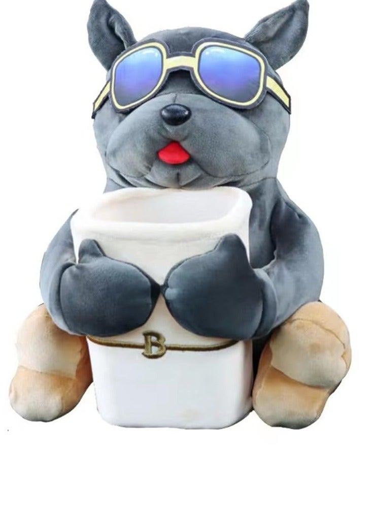 SYOSI Deluxe Car Trash Can and Storage Box, Multifunctional Cute Dog Car Tissue Box, Animal Cartoon Tissue Box, Decorative Organizer for Car Home - Image 1