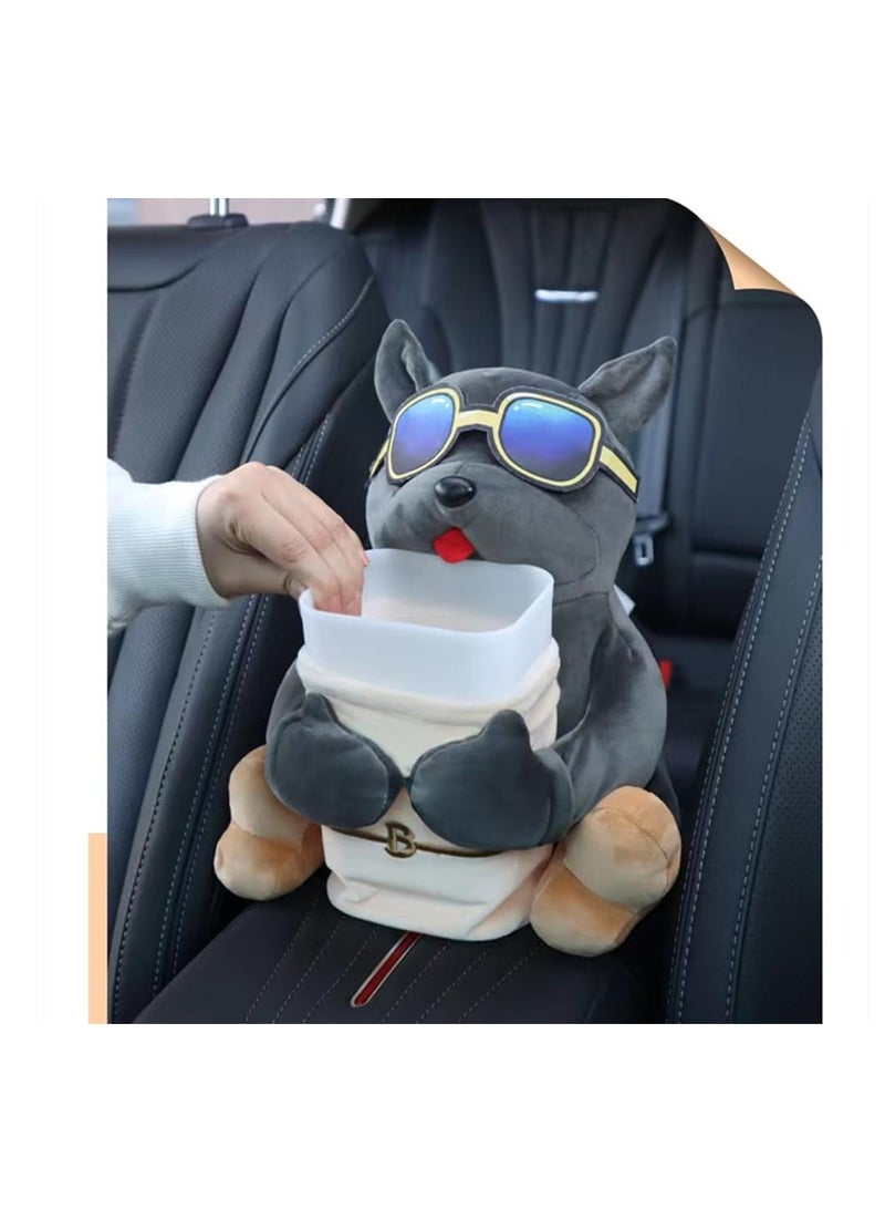 SYOSI Deluxe Car Trash Can and Storage Box, Multifunctional Cute Dog Car Tissue Box, Animal Cartoon Tissue Box, Decorative Organizer for Car Home - Image 3