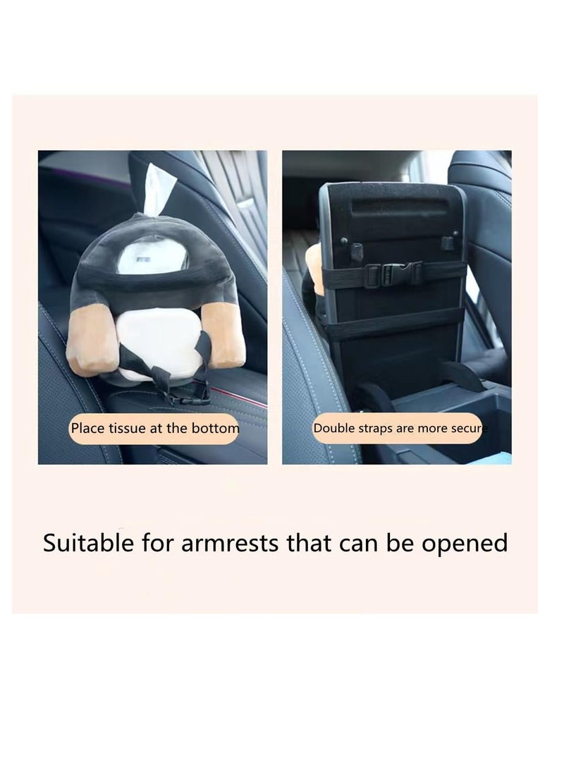 SYOSI Deluxe Car Trash Can and Storage Box, Multifunctional Cute Dog Car Tissue Box, Animal Cartoon Tissue Box, Decorative Organizer for Car Home - Image 2