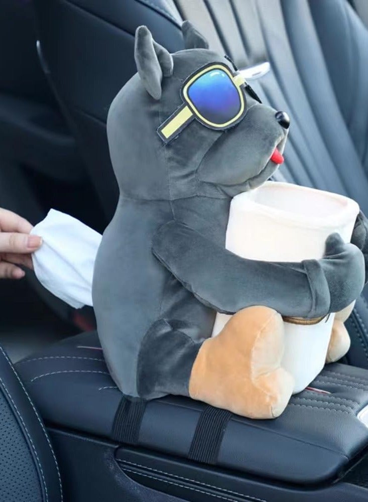 SYOSI Deluxe Car Trash Can and Storage Box, Multifunctional Cute Dog Car Tissue Box, Animal Cartoon Tissue Box, Decorative Organizer for Car Home - Image 4