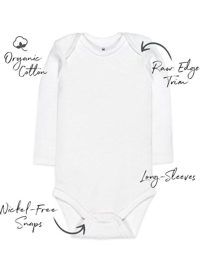 HonestBaby baby-boys 5-pack Long Sleeve Bodysuits One-piece 100% Organic Cotton for Infant Baby Boys Bright White  0-3 Months - Image 2