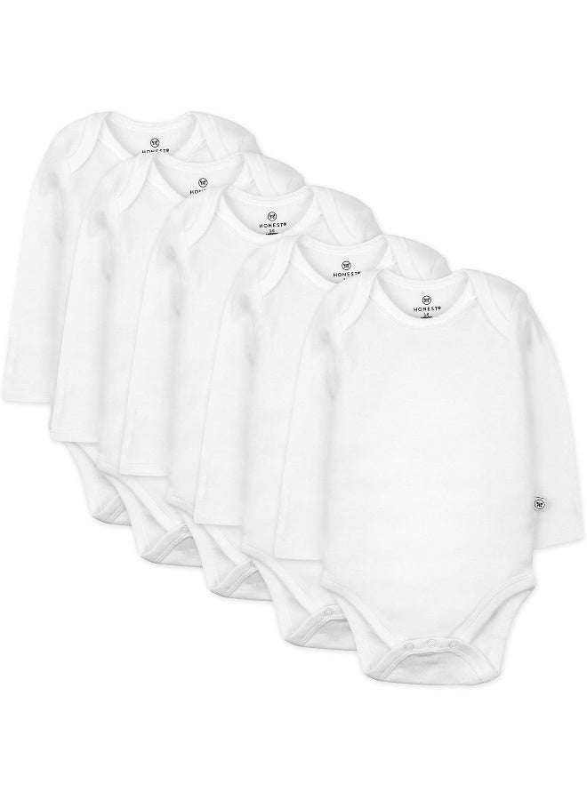 HonestBaby baby-boys 5-pack Long Sleeve Bodysuits One-piece 100% Organic Cotton for Infant Baby Boys Bright White  0-3 Months - Image 1