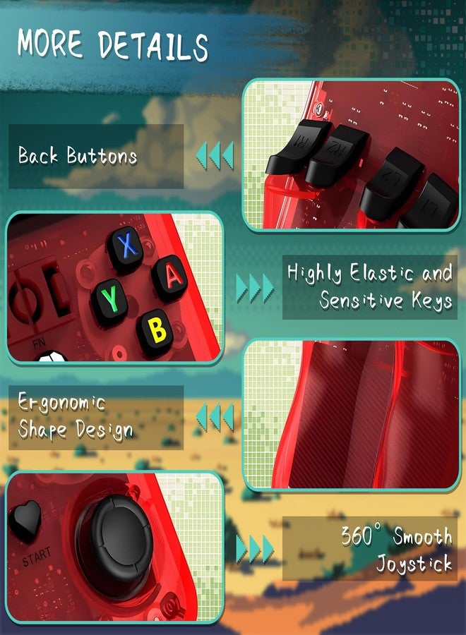 OROMVO R36MAX Handheld Game Console, 40000+ Games Retro Gaming Console, 256GB TF Card Mini Retro Video Console, 4000mAh Rechargeable 4.0" IPS HD Screen Portable Pocket Arcade (Transparent Red) - Image 4