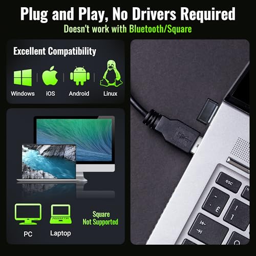 Tera Barcode Scanner Wireless Versatile 2-in-1 (2.4Ghz Wireless+USB 2.0 Wired) with Battery Level Indicator 328 Feet Transmission Distance Rechargeable 1D Laser Bar Code Reader USB Handheld (Green) - Image 4
