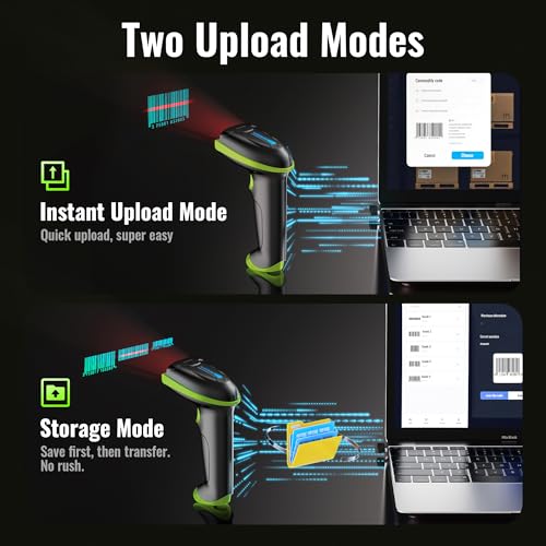 Tera Barcode Scanner Wireless Versatile 2-in-1 (2.4Ghz Wireless+USB 2.0 Wired) with Battery Level Indicator 328 Feet Transmission Distance Rechargeable 1D Laser Bar Code Reader USB Handheld (Green) - Image 5