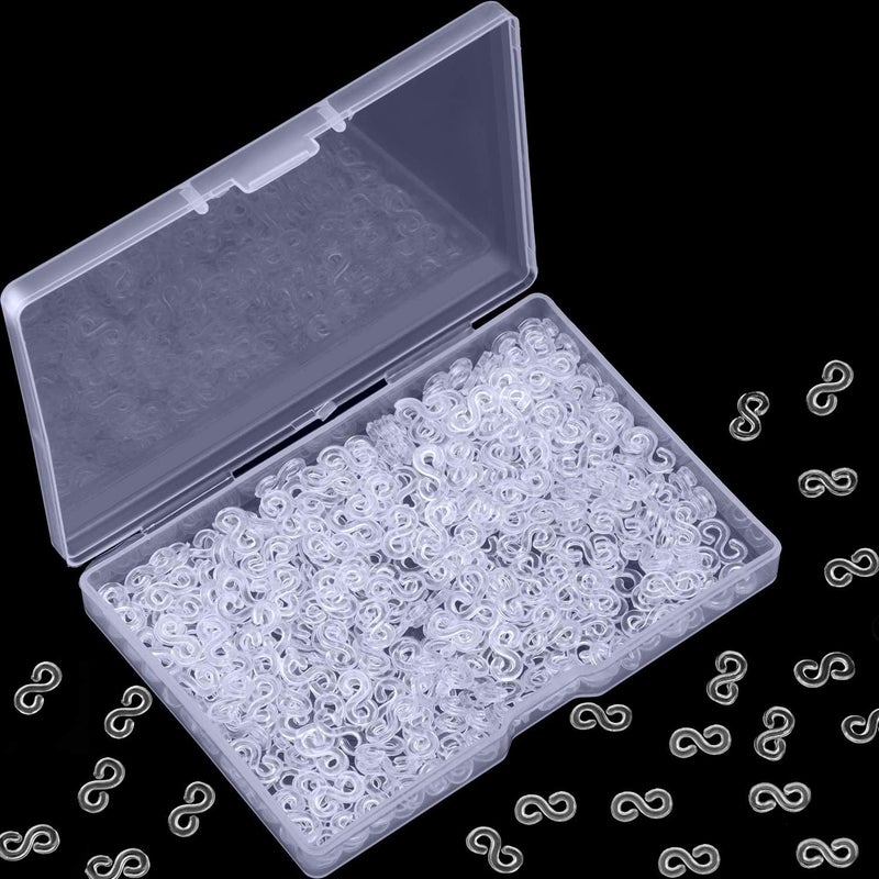 Mudder 300 Pieces Rubber Band S Clips Loom Band Clips Plastic Connectors Refills for Loom Bracelets (Clear) - Image 1