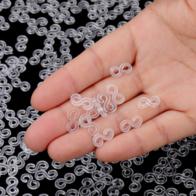 Mudder 300 Pieces Rubber Band S Clips Loom Band Clips Plastic Connectors Refills for Loom Bracelets (Clear) - Image 2