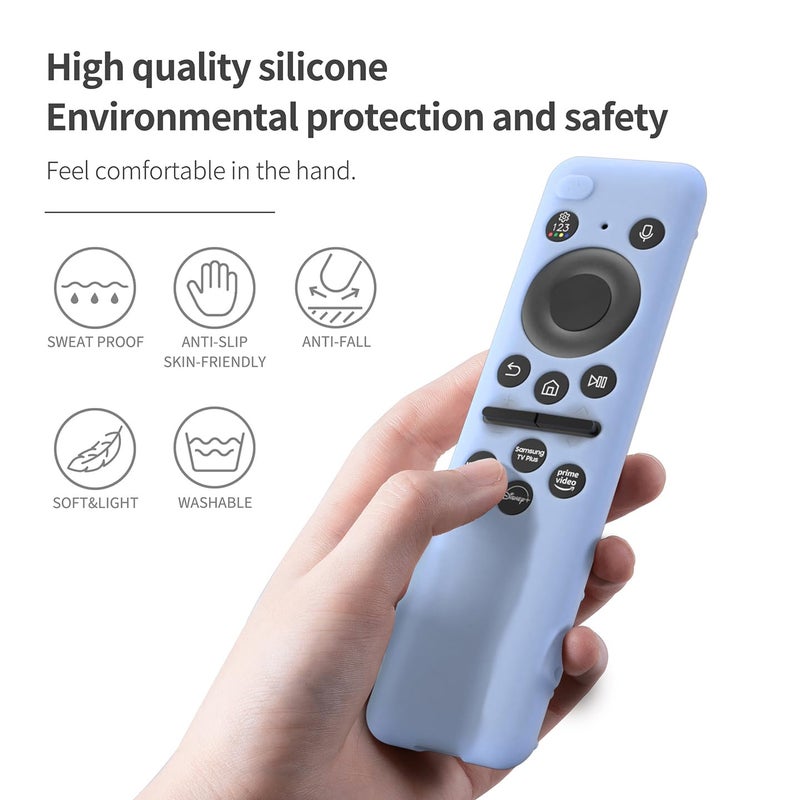 AKSHFETH Silicone Cover for 5.59 Inch Samsung BN59-01455a BN59-01432J Samsung Solar Cell Remote Control Cover 2023 8K Neo QLED HDR Smart TV Silicone Case (Glow Blue) - Image 4