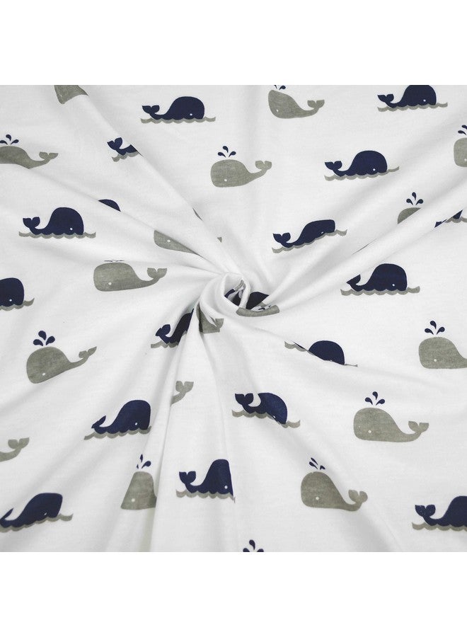 American Baby Company American Baby Company Fitted Pack N Play Playard Sheet 27" x 39", Soft Breathable Neutral 100% Cotton Jersey Pack and Play Sheet, Navy Whale, for Boys and Girls, Fits Most Mini Crib Mattresses - Image 2