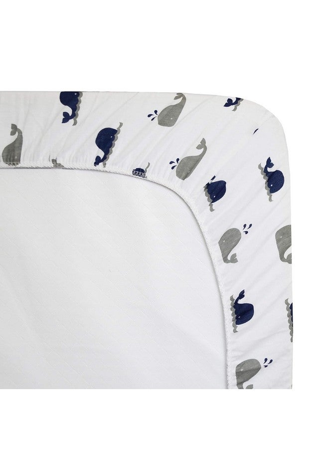 American Baby Company American Baby Company Fitted Pack N Play Playard Sheet 27" x 39", Soft Breathable Neutral 100% Cotton Jersey Pack and Play Sheet, Navy Whale, for Boys and Girls, Fits Most Mini Crib Mattresses - Image 4