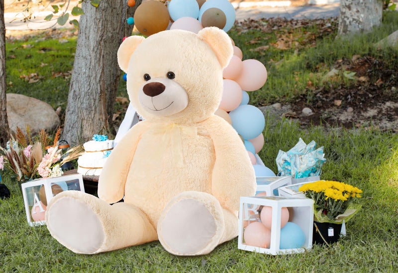 MorisMos Giant Teddy Bear Stuffed Animal 4 Ft,51'' Big Stuffed Bear for Girlfriend Boyfriend Wife Mother Fiancée Valentine's Gift,Large Bear Plush for Kid Christmas Birthday Baby Shower,Beige - Image 2