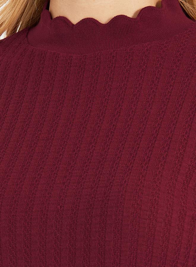 Styli High Neck Pointelle Knit Top - Image 4