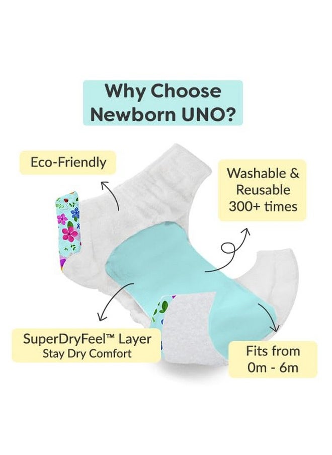 Superbottoms superbottoms Newborn Uno Cloth Diaper Reusable And Washable Cloth Diaper For Newborn Babies From 0-3 Months Softest And Safest Diapers With Dry Feel Magic Pad,Pack of 1  - Image 2