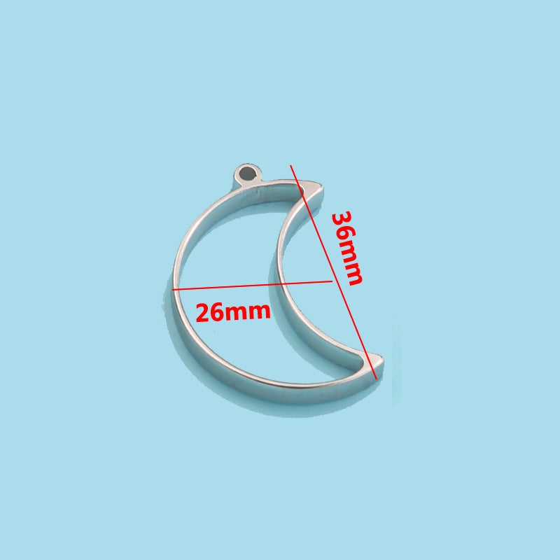 Stainless Steel Polished Geometry Pendant DIY Frame Moon [single about 2.52g]] 