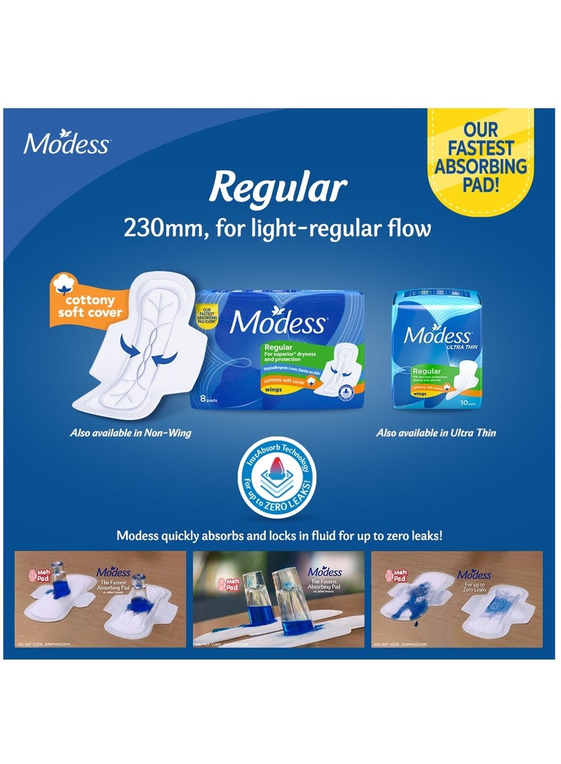Modess Cottony Regular with Wing 16 Pads - Image 3