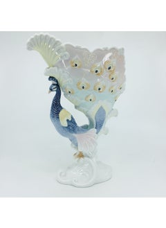 Wise Unicorn Peacock Figured Porcelain Decorative High Bowl | Coffee Table Decorative Object | Center Object  - Image 2