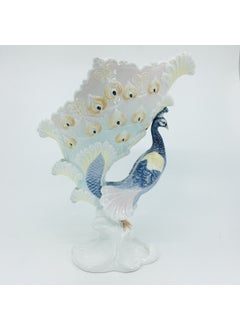 Wise Unicorn Peacock Figured Porcelain Decorative High Bowl | Coffee Table Decorative Object | Center Object  - Image 1