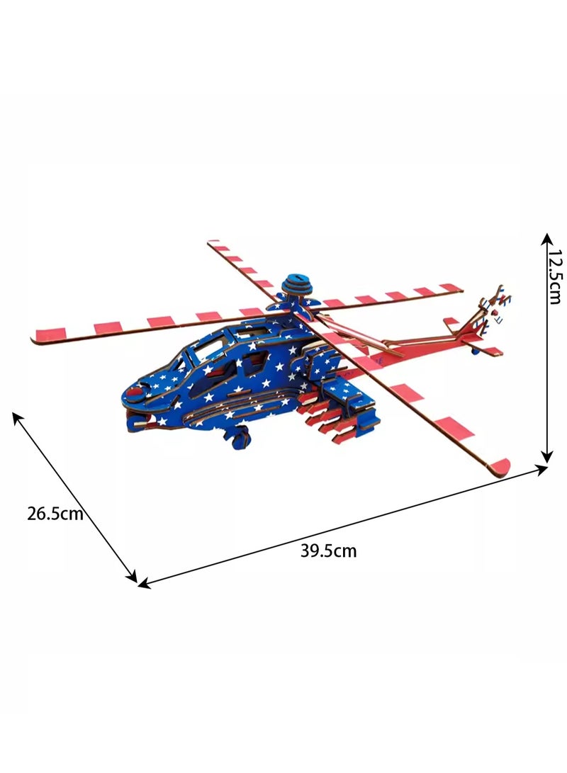 لغز خشبي ثلاثي الأبعاد نموذج ثلاثي الأبعاد لبنات البناء العسكرية المجمعة لعبة الصبي (أباتشي) - Image 2