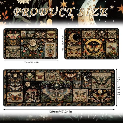 InIsaJace Moth Mushroom Kitchen Mats for Floor Decorative Non Slip Kitchen Rugs Sets of 3 Washable Floor Mat Carpet for Entryway Sink Hallway Laundry Room16 X 28 16 X 47 Inches - Image 3