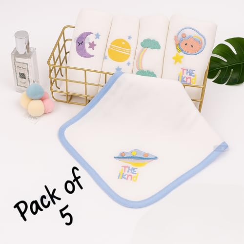 Koochie-Koo Muslin Cloth for New Born Baby 6 Layer 26 * 26Cm - 500 GSM (Pack of 5) Soft Cotton Face Towels Napkins & Burp Cloths Gentle Reusable Baby Wipes Multipurpose Hand & Face Cleaning Cloth - Image 3