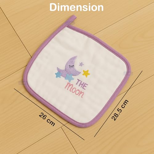 Koochie-Koo Muslin Cloth for New Born Baby 6 Layer 26 * 26Cm - 500 GSM (Pack of 5) Soft Cotton Face Towels Napkins & Burp Cloths Gentle Reusable Baby Wipes Multipurpose Hand & Face Cleaning Cloth - Image 2