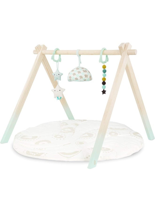 B. toys â€“ Wooden Baby Play Gym â€“ Activity Mat â€“ Starry Sky â€“ 3 Hanging Sensory Toys â€“ Natural Wood â€“ Babies, Infants - Image 1