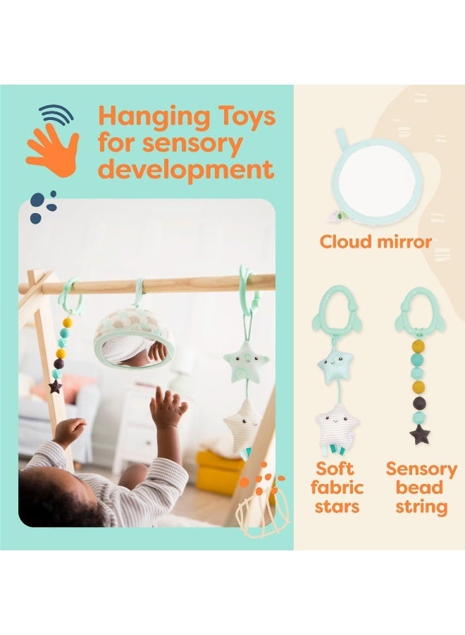 B. toys â€“ Wooden Baby Play Gym â€“ Activity Mat â€“ Starry Sky â€“ 3 Hanging Sensory Toys â€“ Natural Wood â€“ Babies, Infants - Image 3